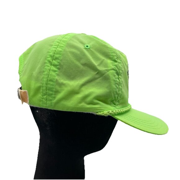 Bass Pro Shops Vintage 80's Trucker Rope Strapback Hat Cap Dad Neon Green Retro - Picture 4 of 10